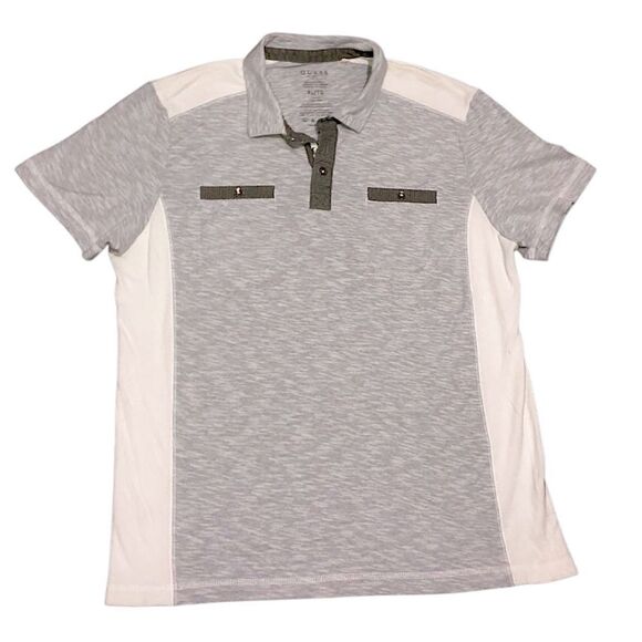 GUESS mens Gray and White Polo Shirt - Picture 1 of 3